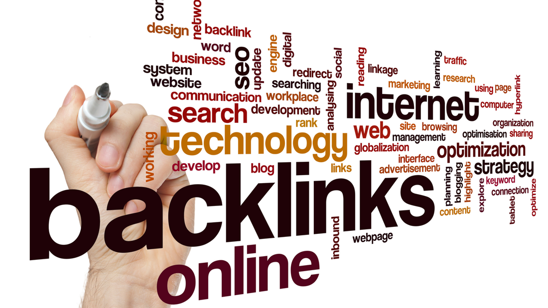 hand with marker drawing words in the air that relate to earned backlinks