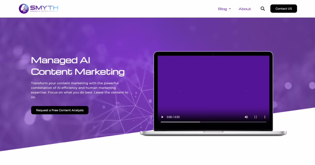 A screenshot of Amy Smith's website that demonstrates how copy and design work well together. 